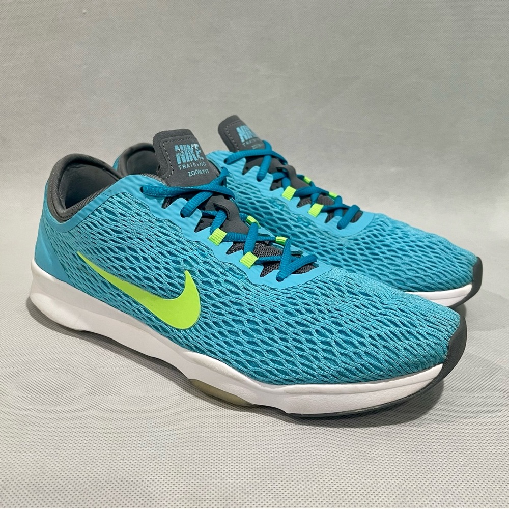 Nike Zoom Fit Trainer Running Shoes Blue/Lime Green - Size 8.5